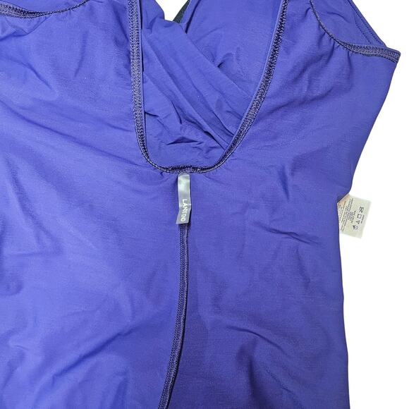 Lands' End SlenderSuit Wrap One Piece Swimsuit in Blackberry Women's Size 10 - Picture 6 of 9